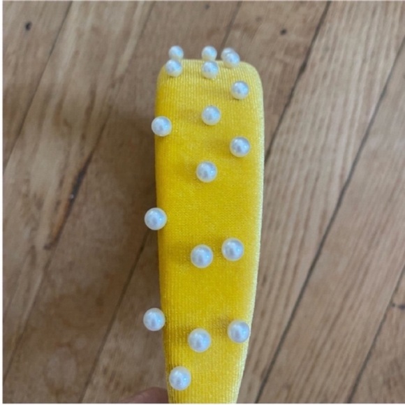 Yellow Headband with Pearls Pearl Headband - Picture 6 of 7